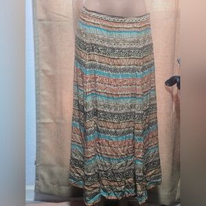 Multicolor Patterned Maxi Skirt